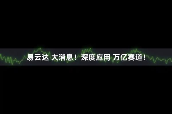 易云达 大消息！深度应用 万亿赛道！