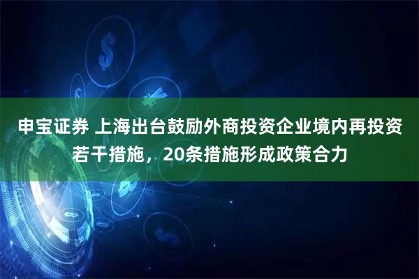 申宝证券 上海出台鼓励外商投资企业境内再投资若干措施,20条措施形成政策合力